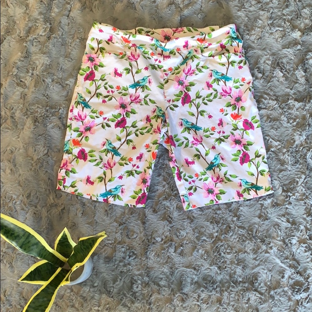 White Floral Shorts